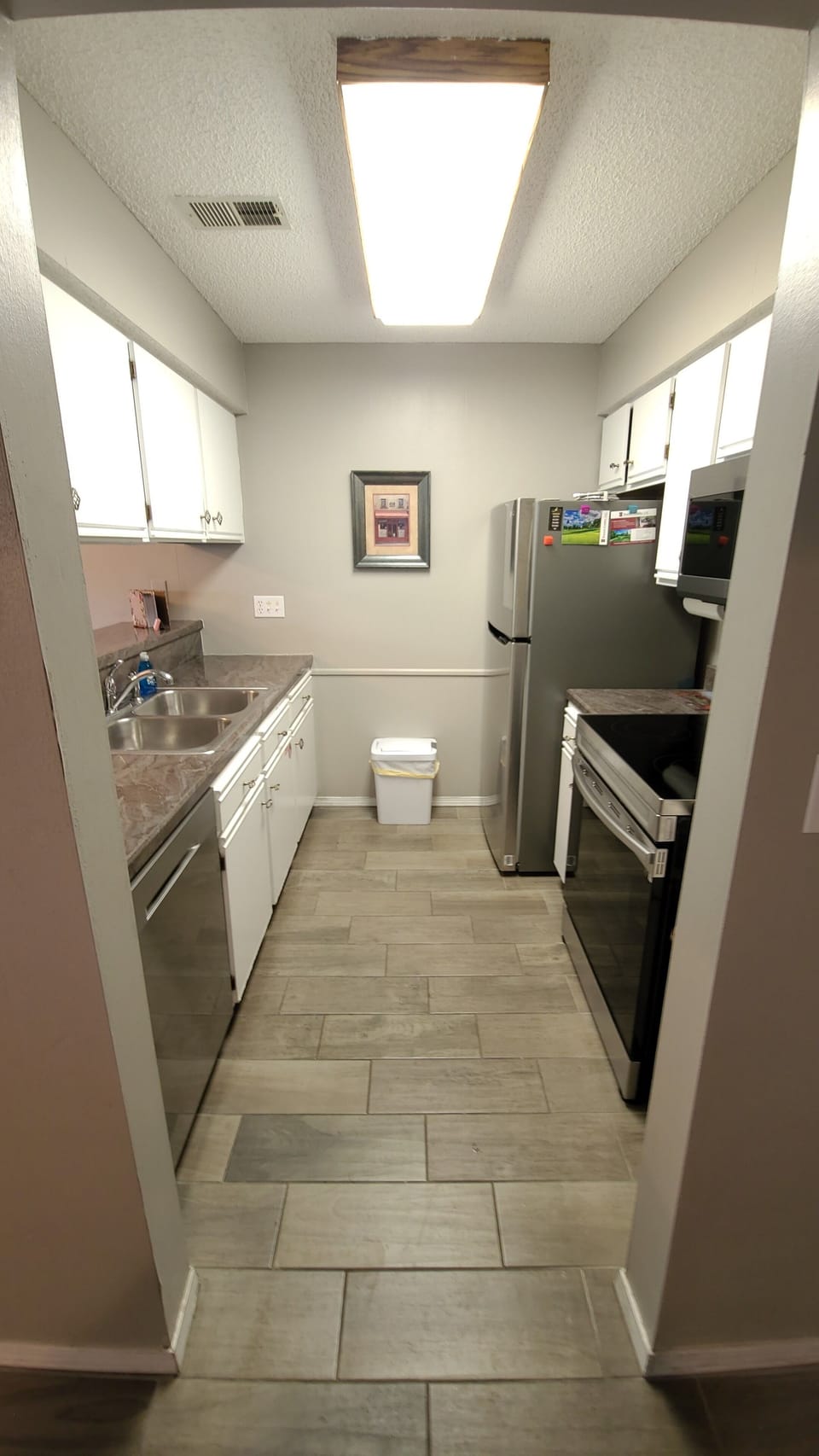 Kitchen with stainless steel appliances