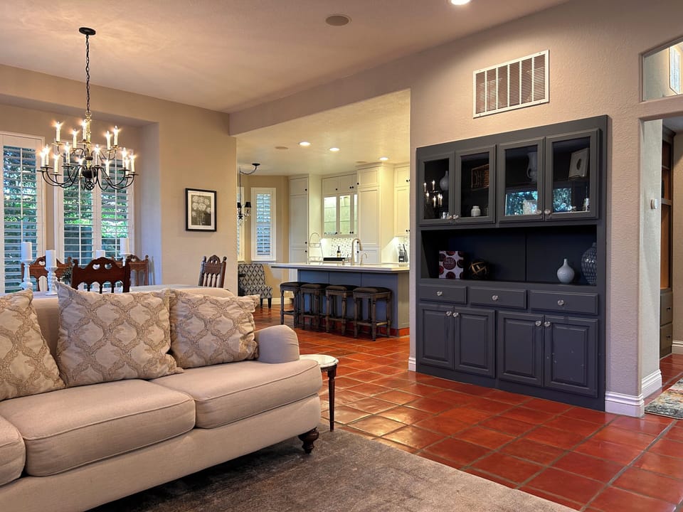 China cabinet stores table serving ware and family games