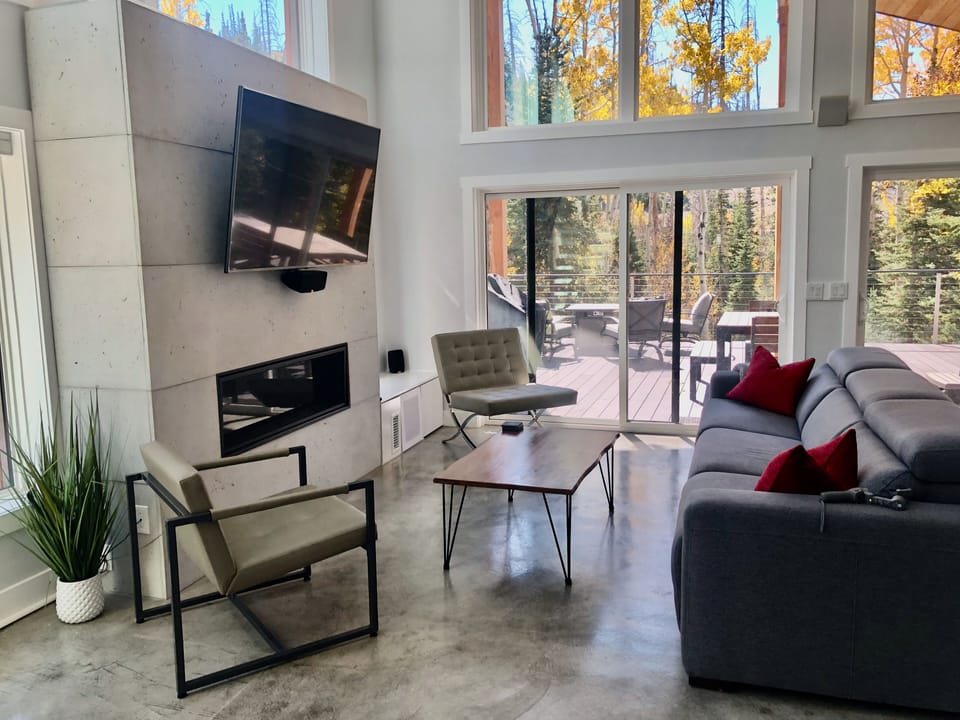 Surround sound entertainment smart tv and linear gas fireplace