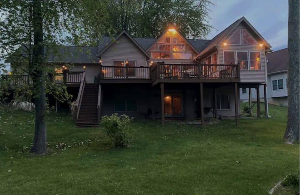 Back of Lake House as the sun is starting to go down.