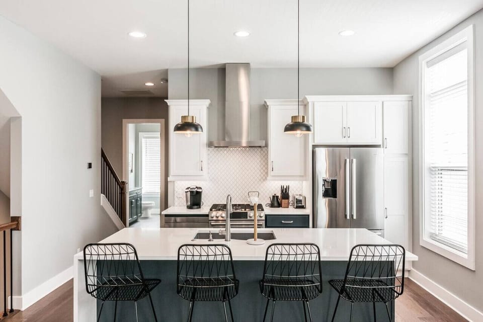 Kitchen island with seating for 4.