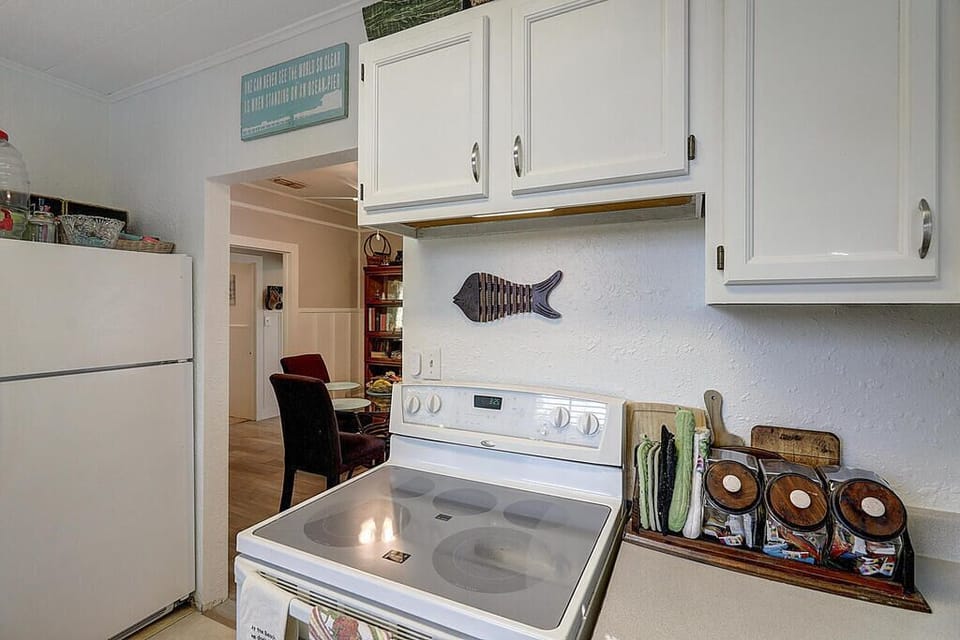 The kitchen is well stocked. Includes complimentary coffee bar. 