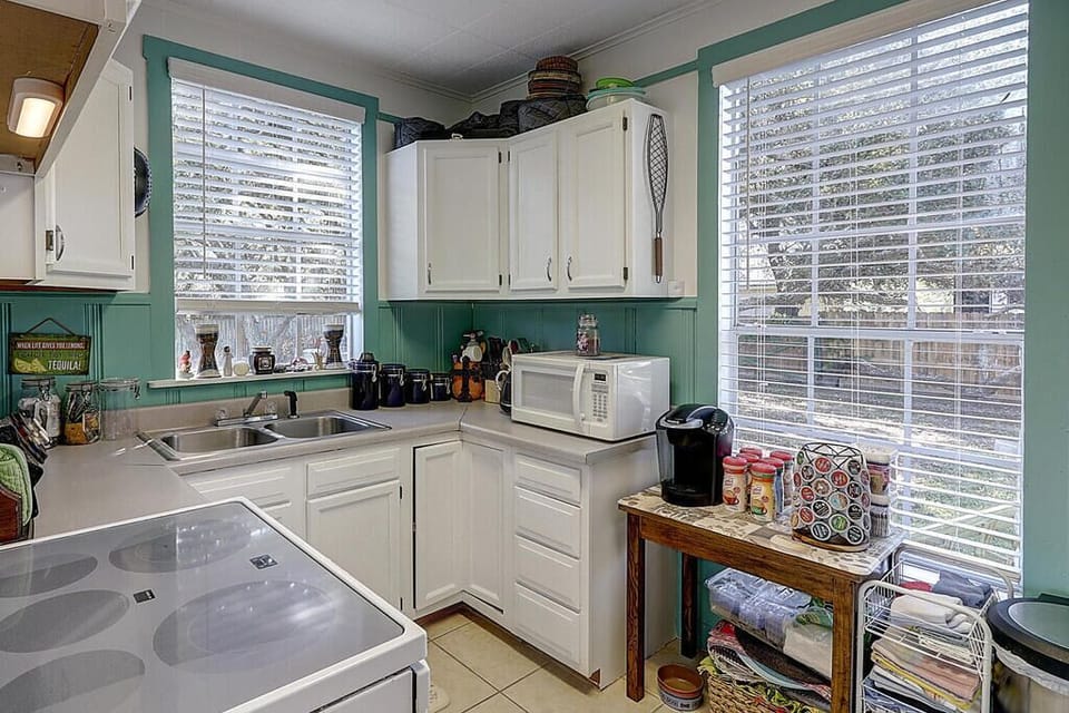 The kitchen is well stocked. Includes complimentary coffee bar. 