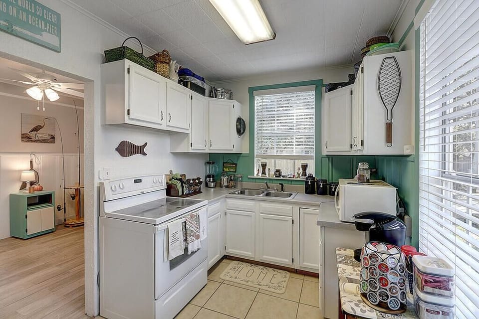 The kitchen is well stocked. Includes complimentary coffee bar. 