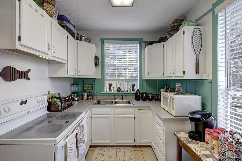 The kitchen is well stocked. Includes complimentary coffee bar. 