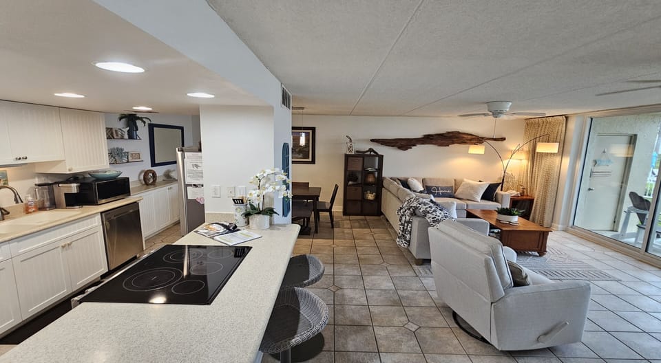 kitchen and living area