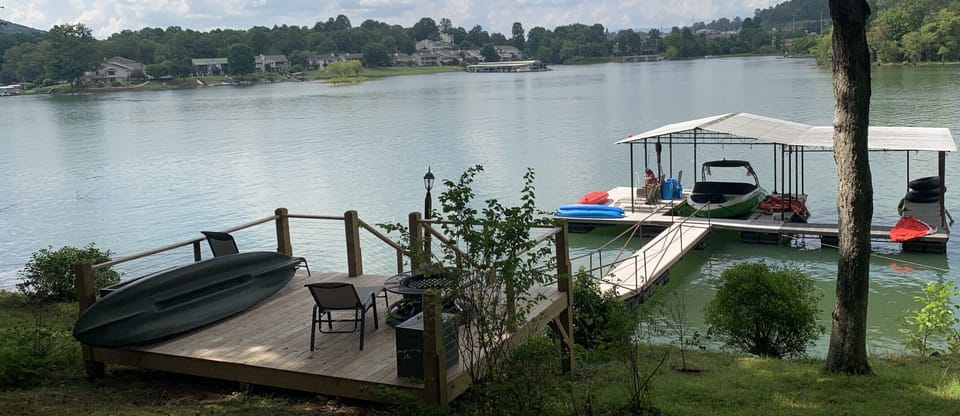 Swimming deck, Crescent SUP boards, 4 kayaks, adult/child vests.  H2O lounges, 