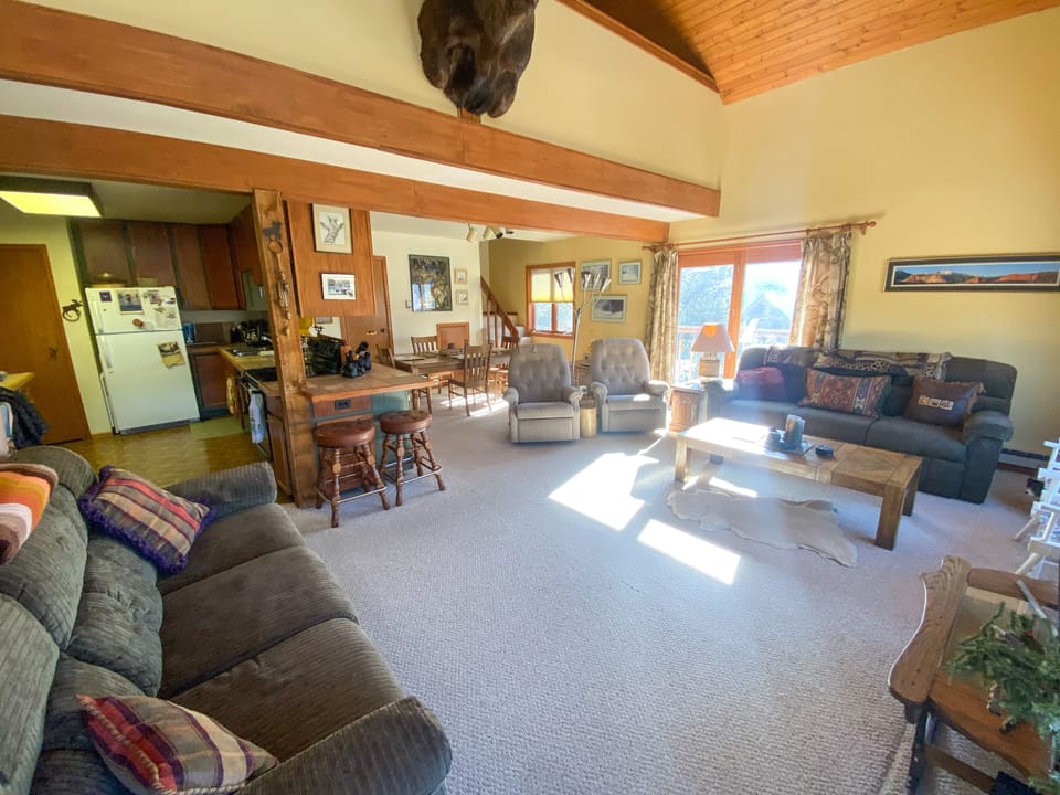 Living room with kitchen.