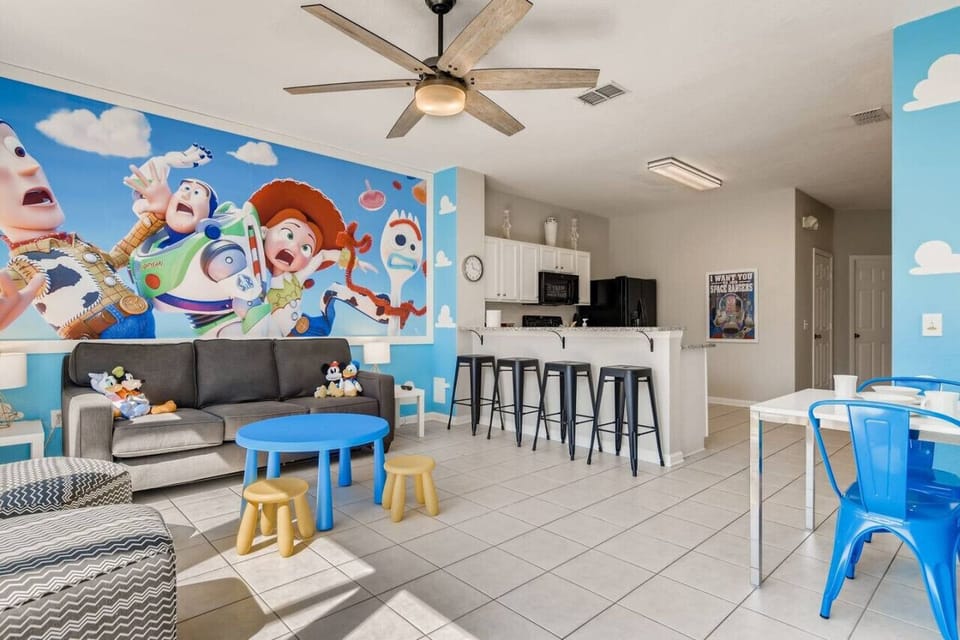 Toy Story Themed Living Room with Open Concept