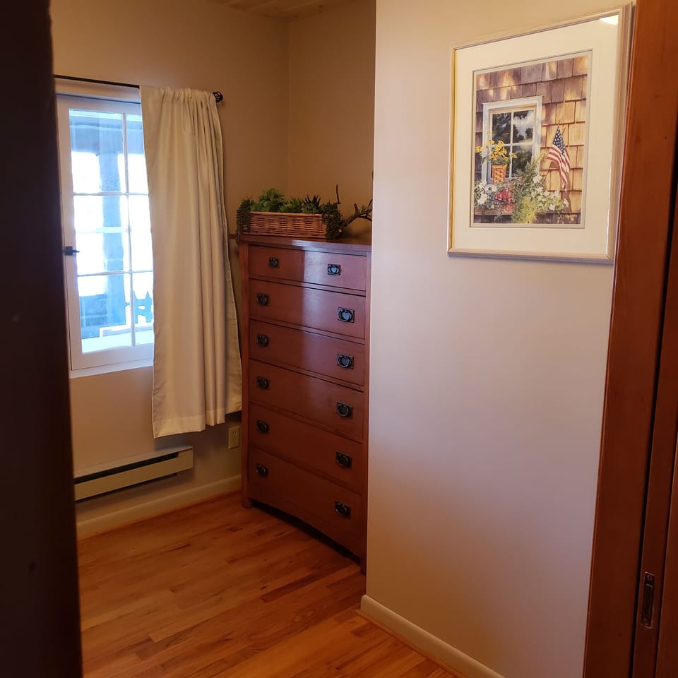 Sitting Room with Futton, blackout drapes.