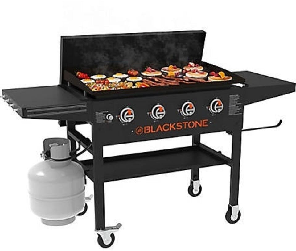 We have a 33in. outdoor Griddle and a Weber BBQ grill.