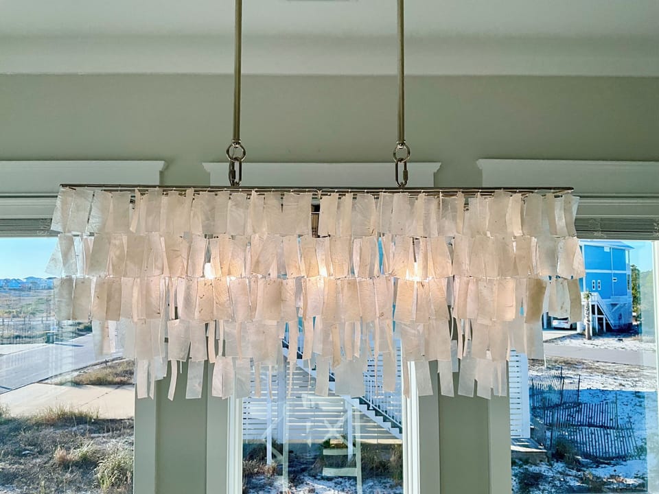 Dining Chandelier - Guests love this unique capiz chandelier and the great dining atmosphere it provides.
