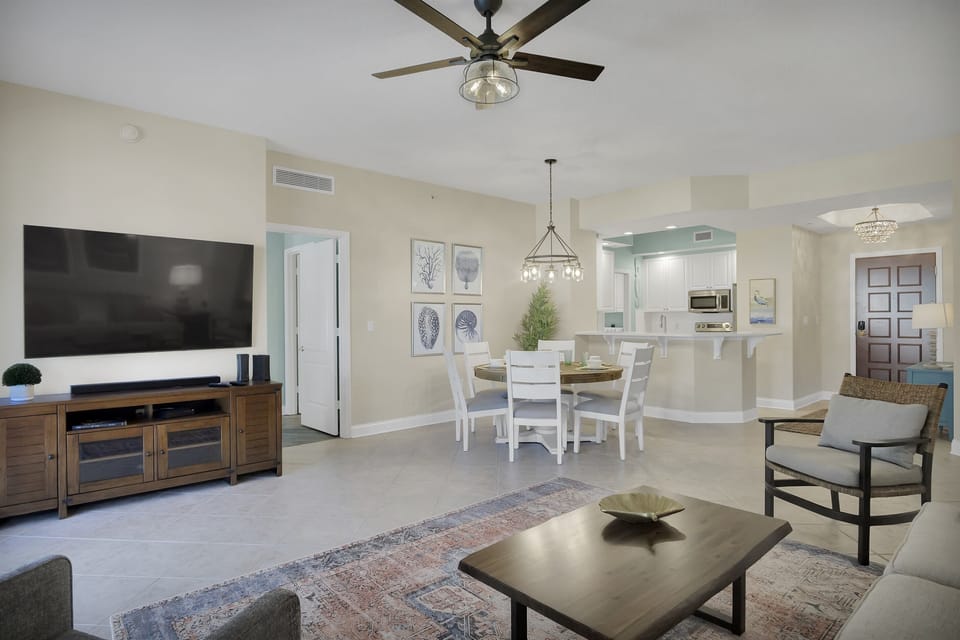 Large flat screen TV in living area