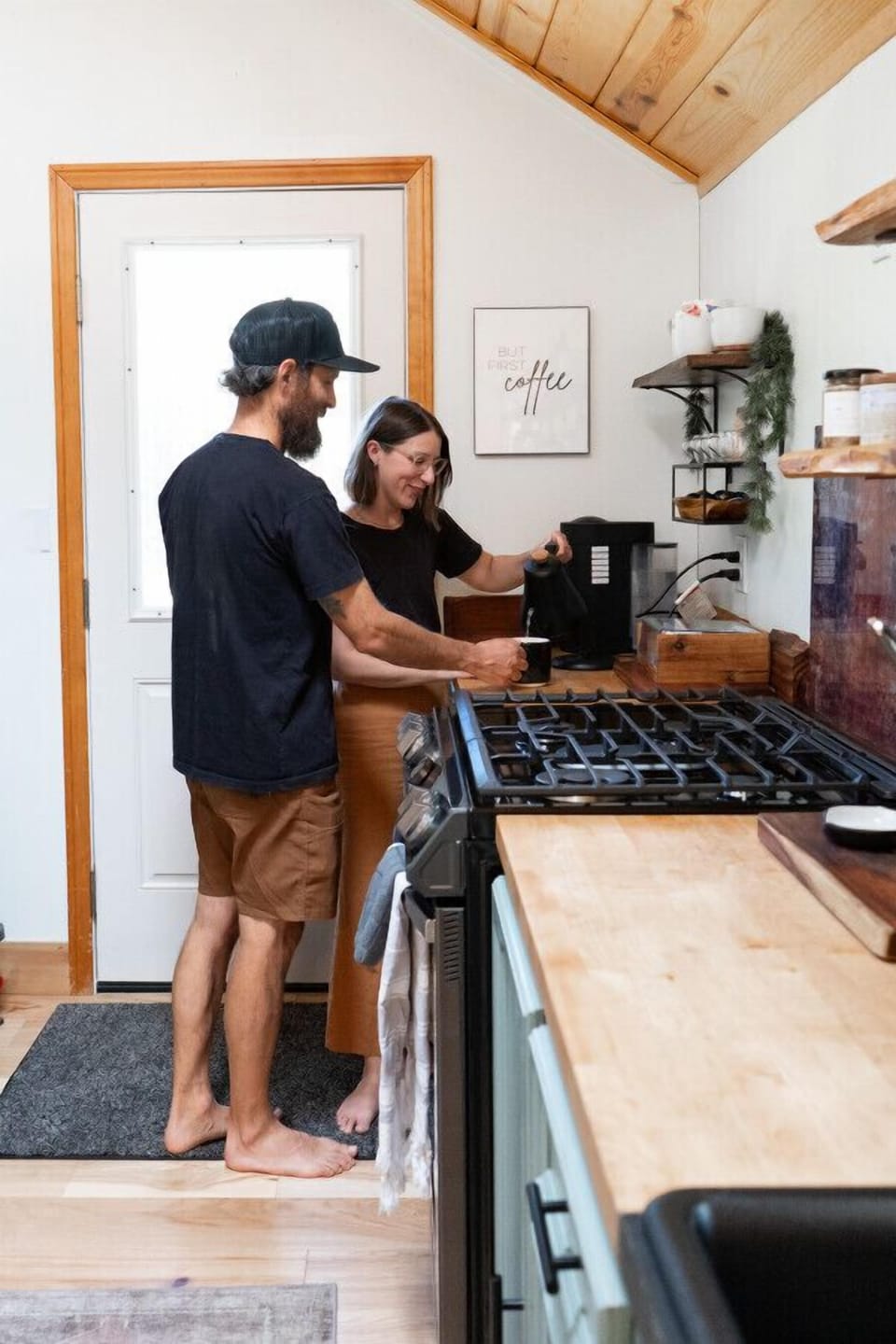 Start your mornings right in our cozy kitchen—complete with a coffee bar, warm wood accents, and everything you need to brew up a perfect day.