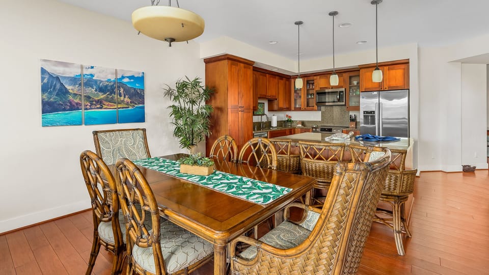 Pili Mai Resort at Poipu #15J - Dining Room & Kitchen Breakfast Bar - Parrish Kauai
