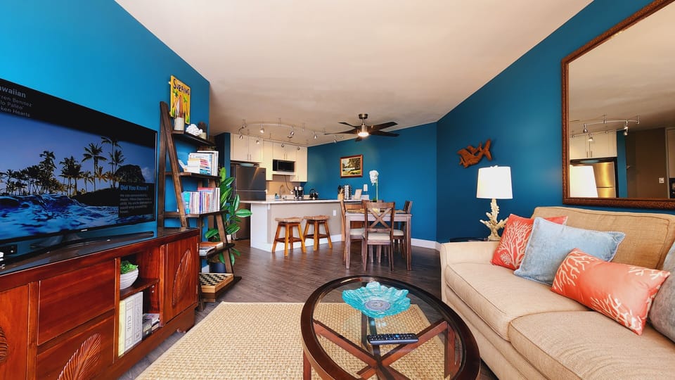 Spacious living room and dining area. 