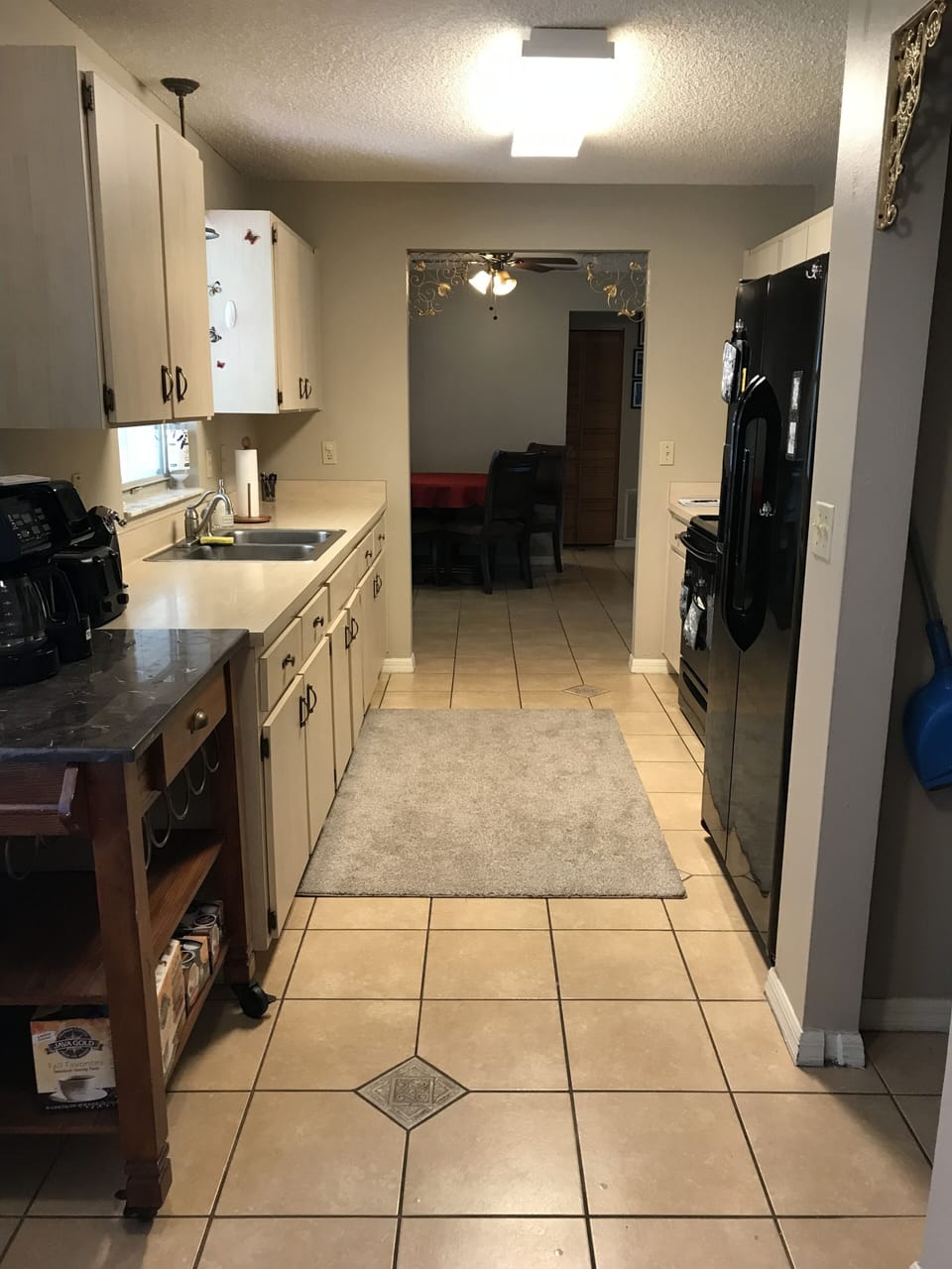 Kitchen view from garage door