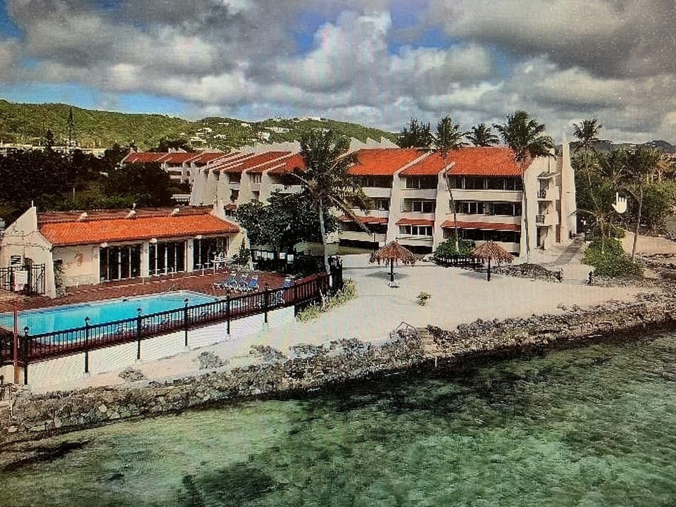 Drone view of the property. Our unit is the 2nd one in on the second level. 