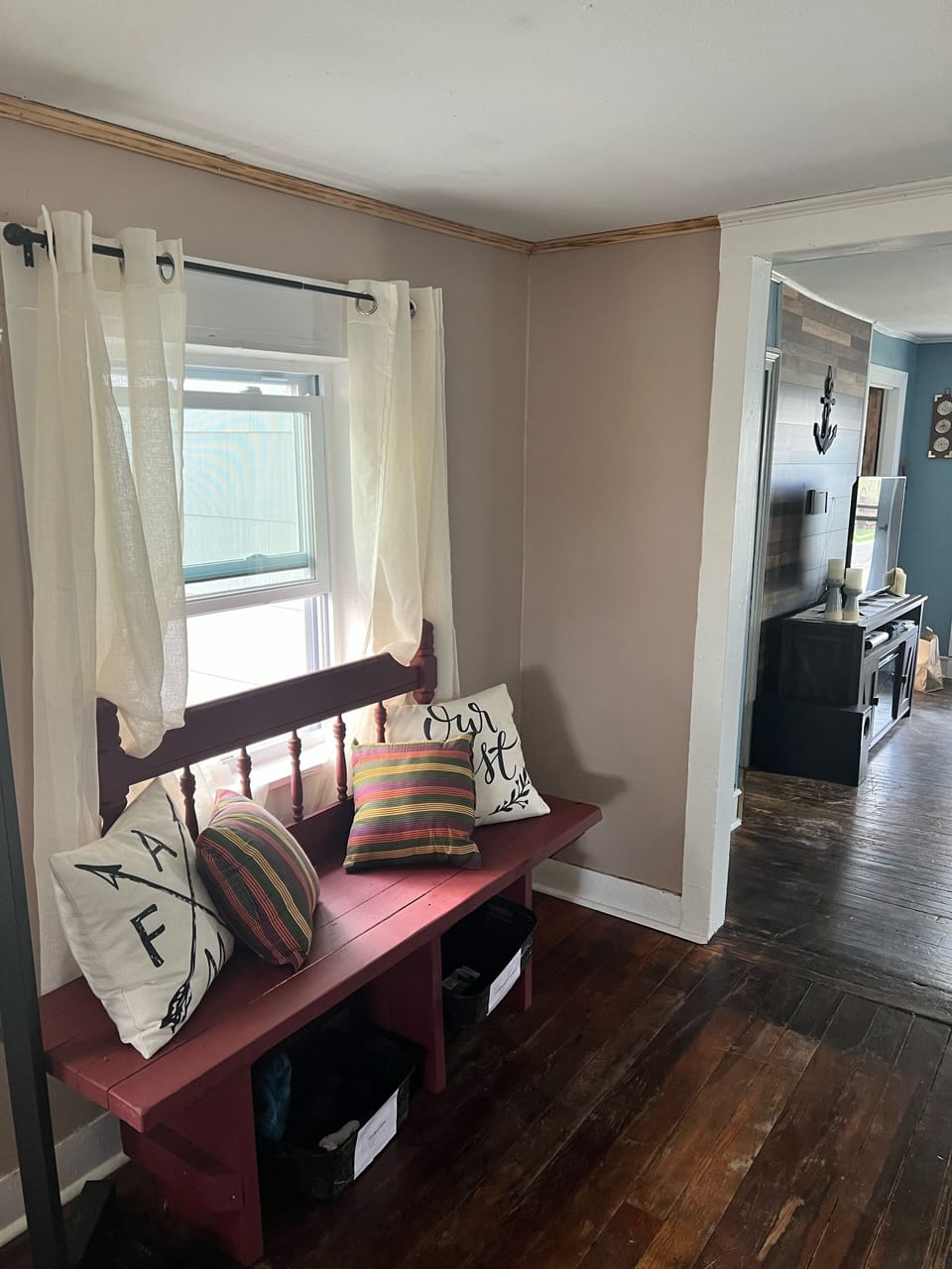 Bench in dining room area