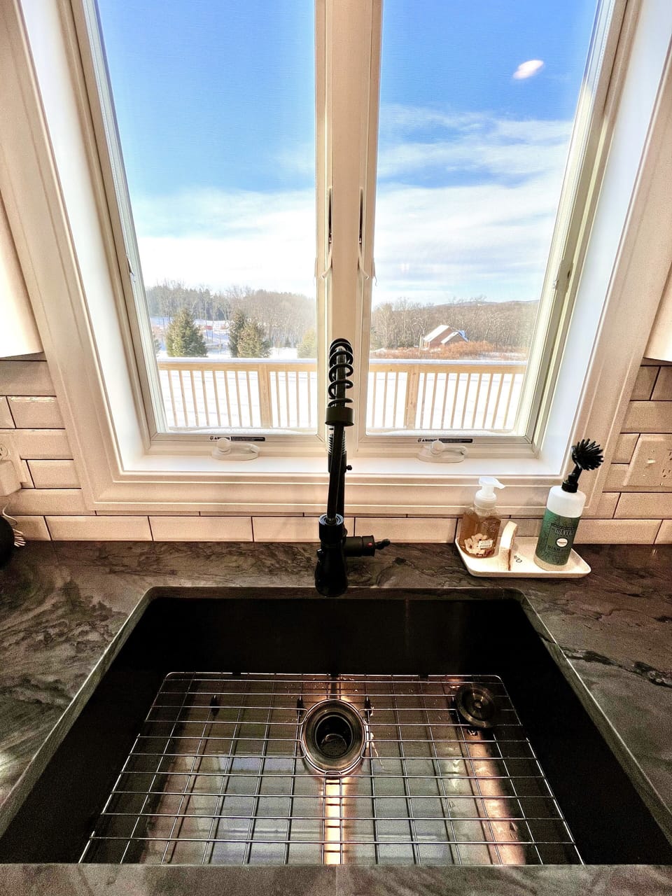 Kitchen: deep sink with outdoor views