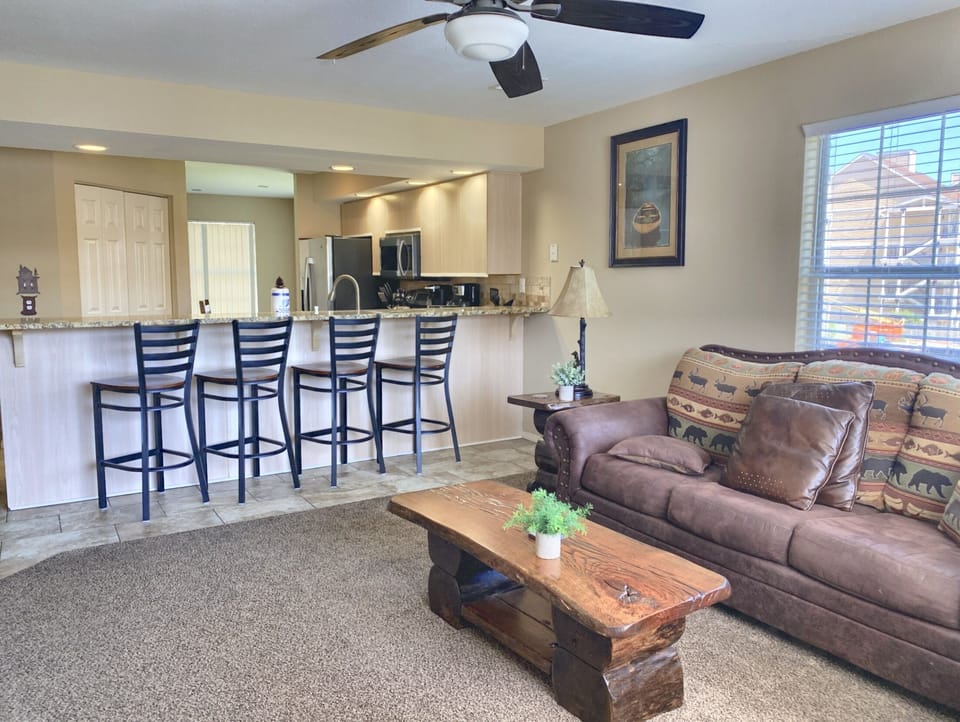 We have plenty of seating in our open concept living and dining room.