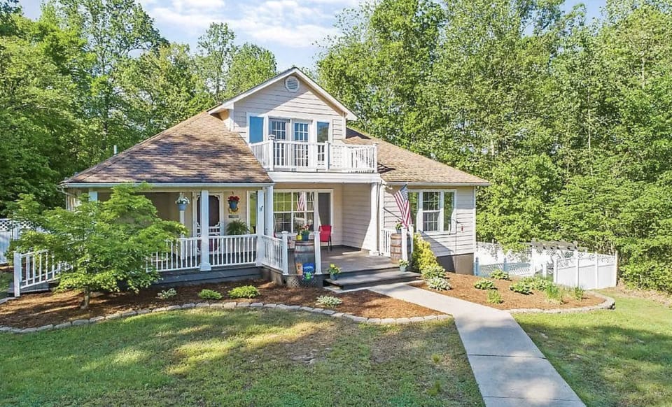 The front of our Staycation Home. Entrance is on the front porch. 
