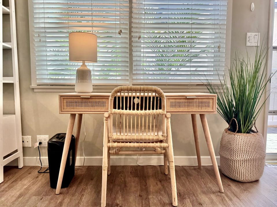 Comfortable living area with workspace