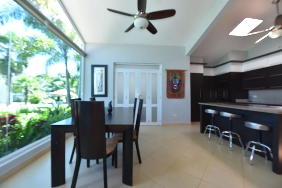 dinning table, big fridge