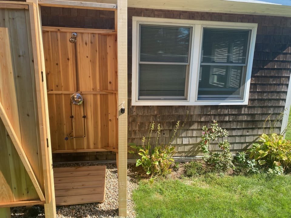 Rinse off after the beach in the new outdoor shower