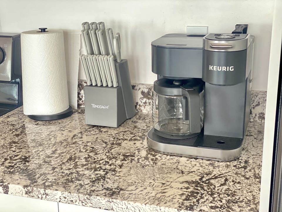 Drip coffee as well as pods, bring your favorites from home