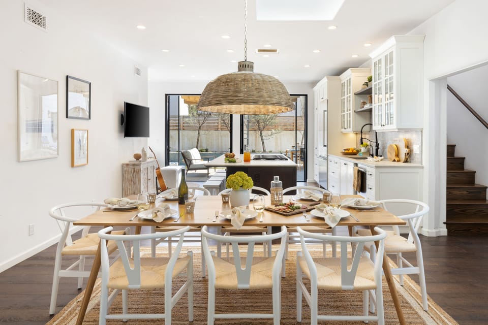 Dining area seats 8.