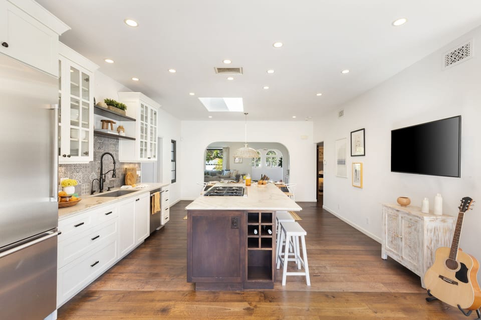 Chef's dream kitchen is great for entertaining.