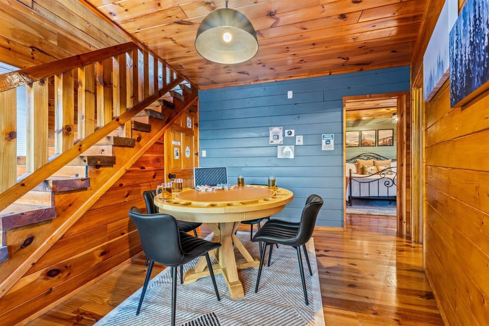 Whether you are a seasoned card shark or just playing for fun, this poker table brings a touch of Vegas energy to your mountain escape.