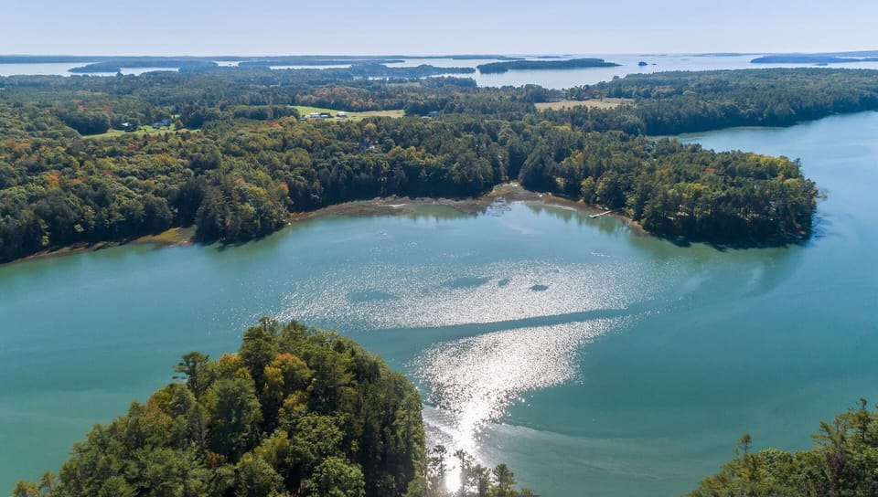 View of our property on Harraseeket Cove from above