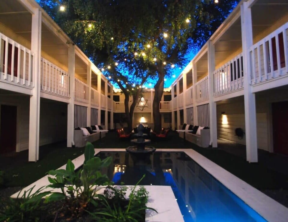 Courtyard at nighttime