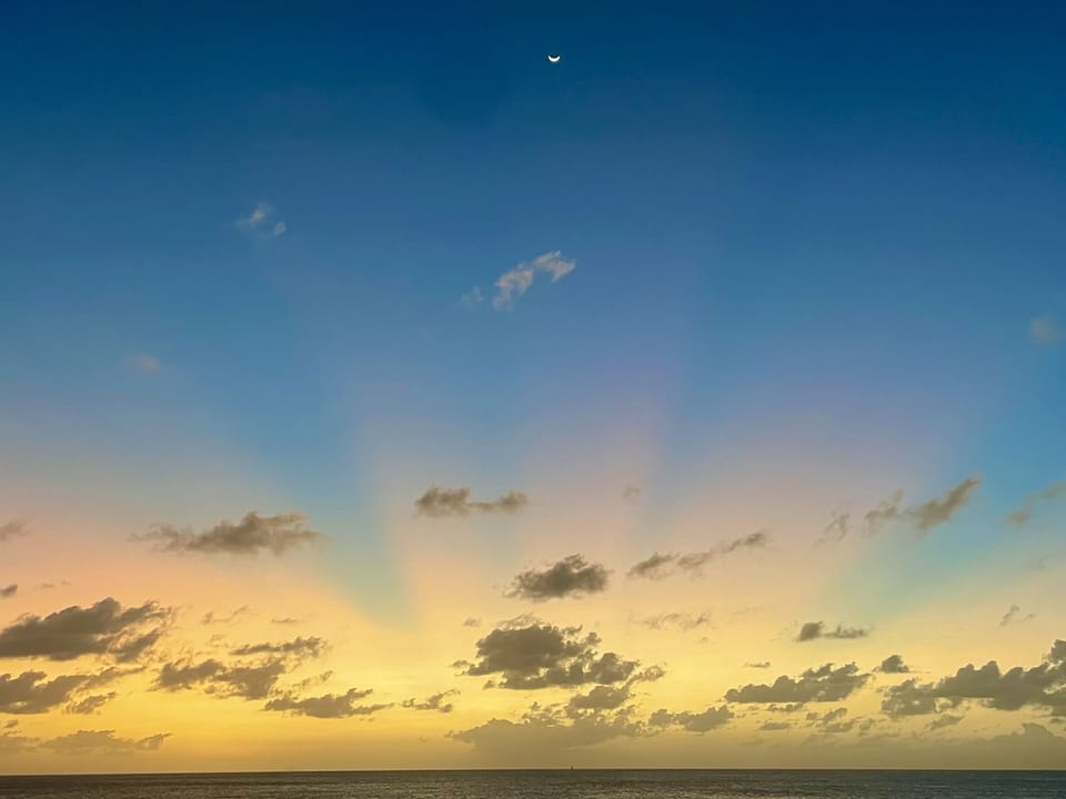 Sunset and moon rise from Villa Sea Glass