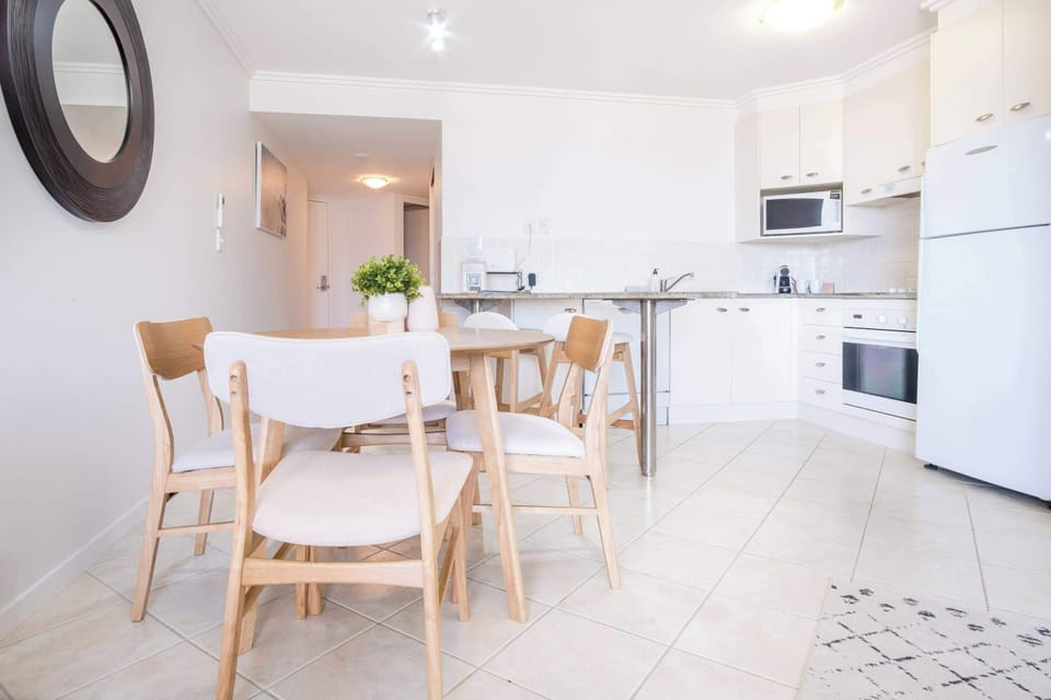 Open plan dining and kitchen.