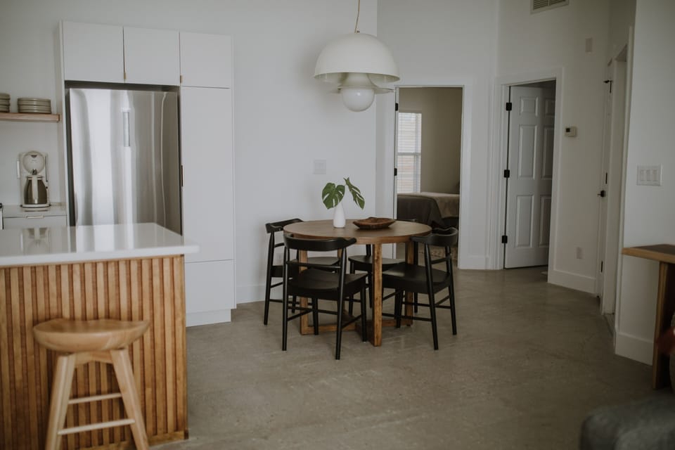 Dining space located off the kitchen in the open concept living space.