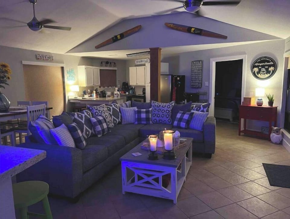 evening time to wind down and relax - turn on the lamps and candles 