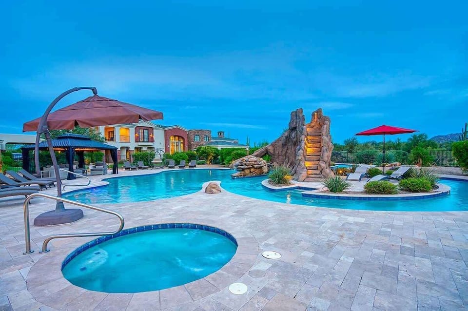 Your complete backyard resort - pool, lazy river, spa, and waterslide