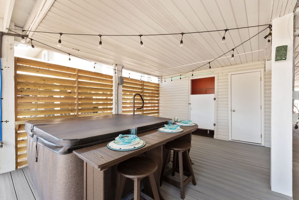 Evenings are for relaxing in the hot tub.