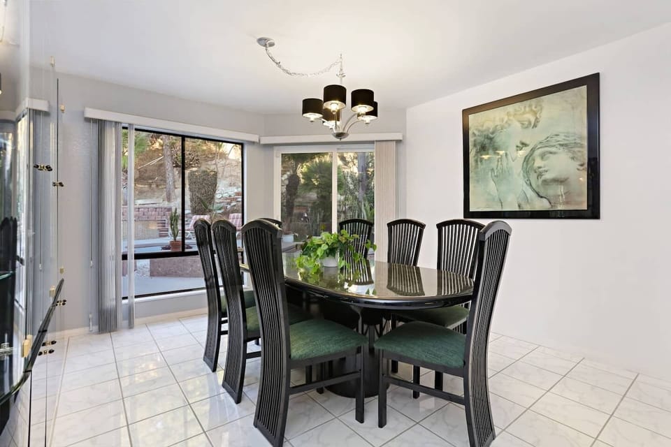 Large dining area seating for 8 people.