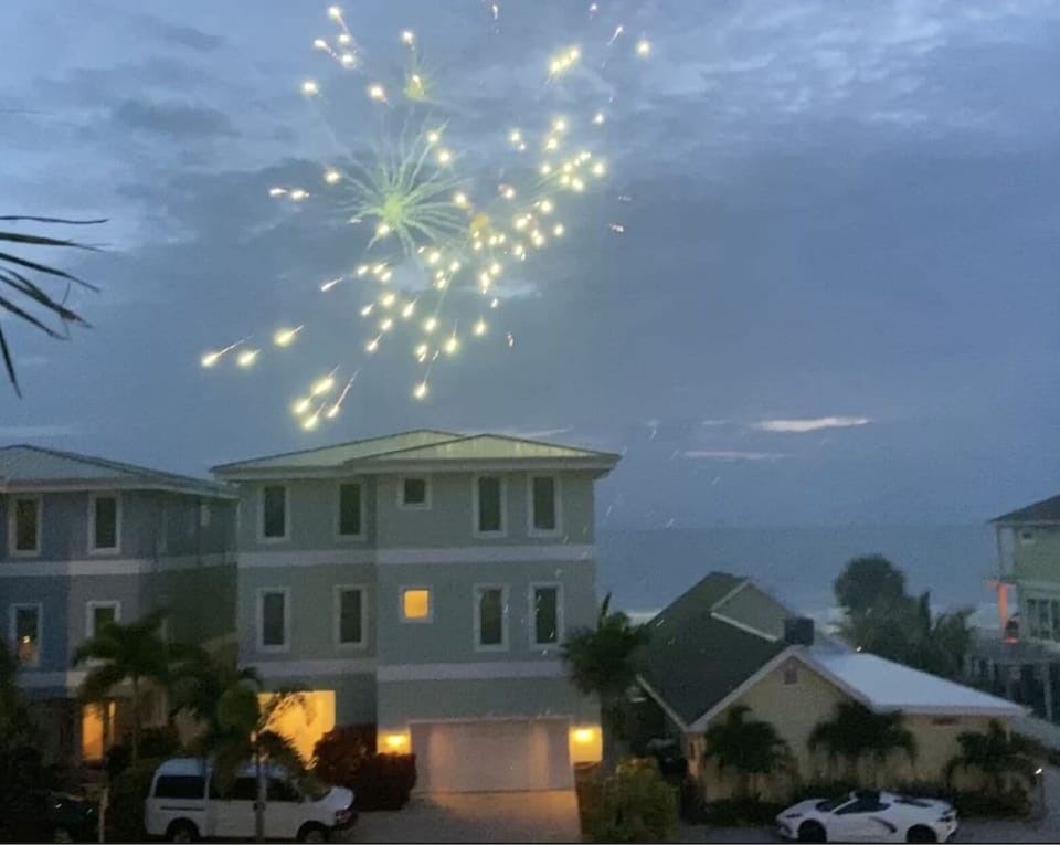 Front row to 4th of July fireworks from the comfort of the deck. 
