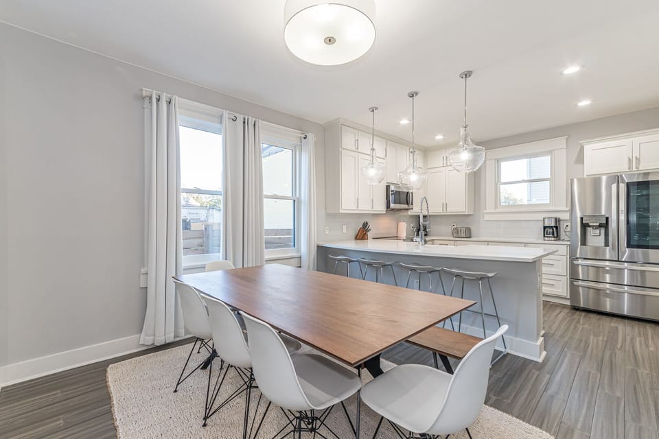 Great open living spaces. Large dining table seating 8