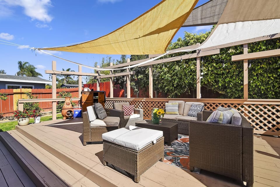 Large backyard for gatherings and barbecues