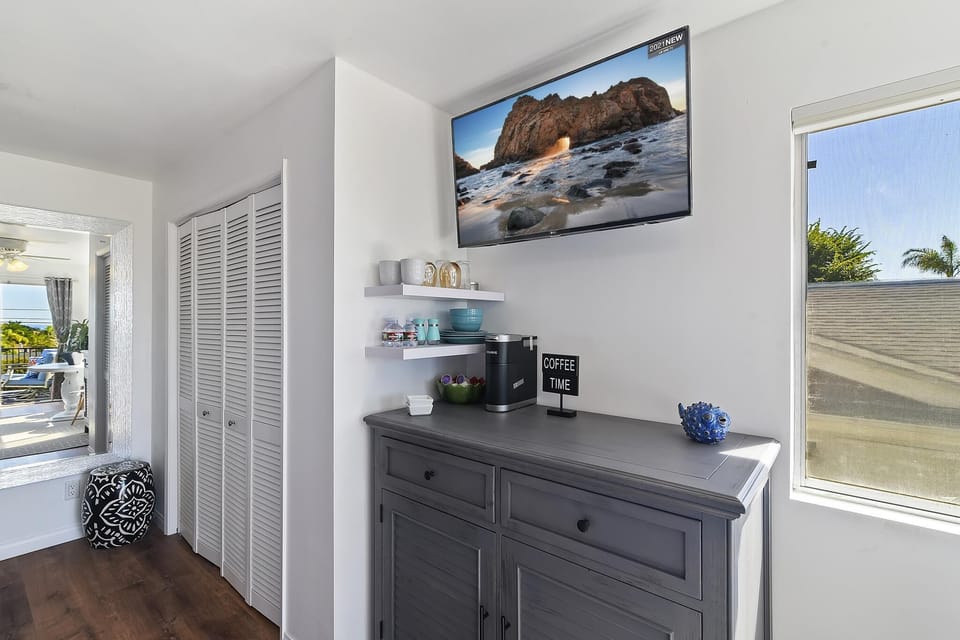 Coffee bar with frig, TV , and microwave all in this delightful suite