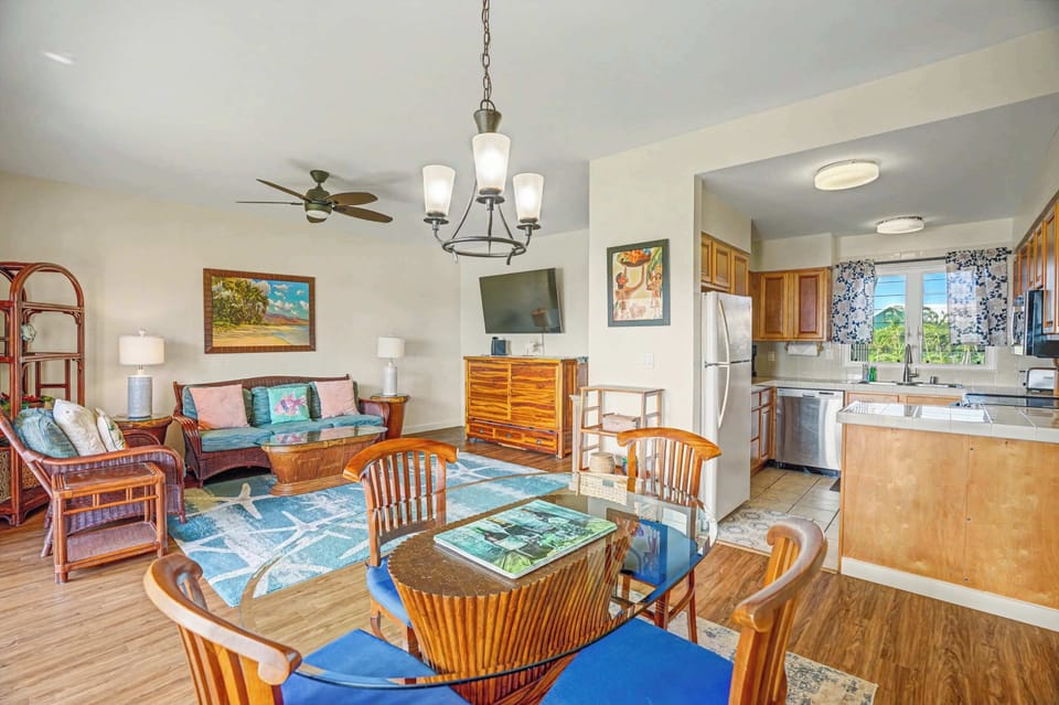 Kitchen, Dining room and Living room