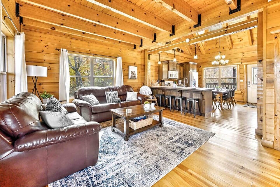 Cozy living room with open space kitchen