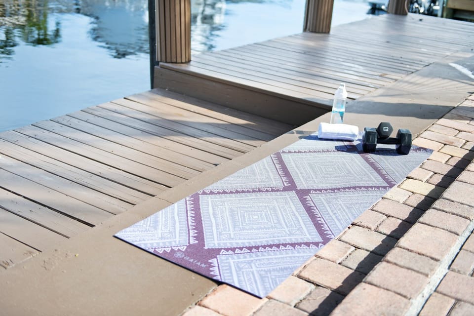 Sunrise yoga on the dock, very quiet, peaceful and zen