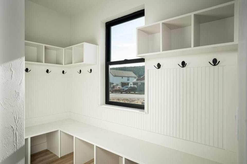 locker system in the front of the house, just inside the front door